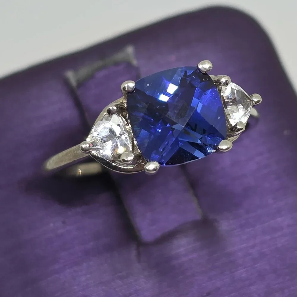 EMA Sterling Silver blue solitaire